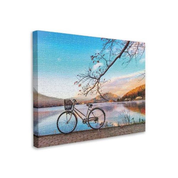 Pintoo - Canvas - Bicycle By The Serene Lake Plastic Jigsaw Puzzle (366 Pieces)