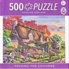 Arrow Puzzles - Feeding the Chickens by Cory Carlson - 500 Piece Jigsaw Puzzle