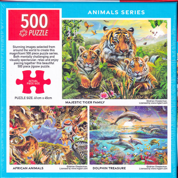 Arrow Puzzles - Majestic Tiger Family by Adrian Chesterman - 500 Piece Jigsaw Puzzle