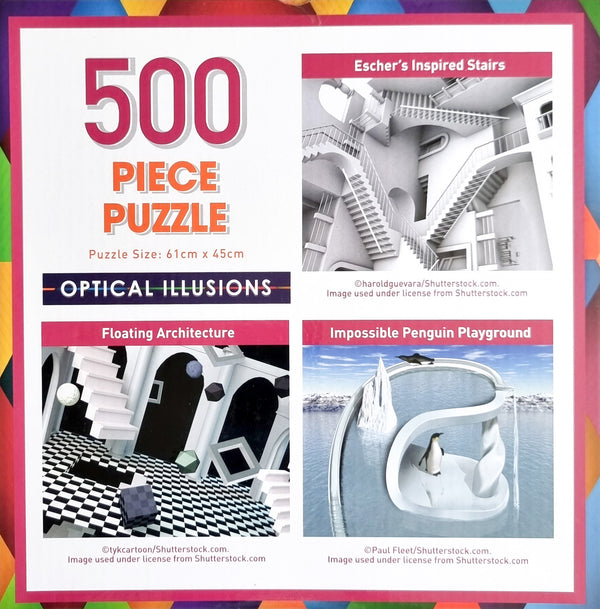 Arrow Puzzle - Optical Illusions -  Impossible Penguin Playground 500 Piece Jigsaw Puzzle Large Piece