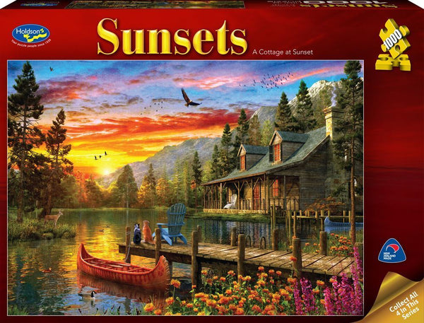 Holdson - Dominic Davison - Sunsets 3 A Cottage At Sunset Jigsaw Puzzle (1000 Pieces)