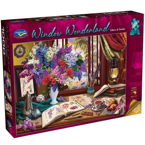 Holdson - Window Wonderland Lilacs Swans by Image World Jigsaw Puzzle (1000 Pieces)