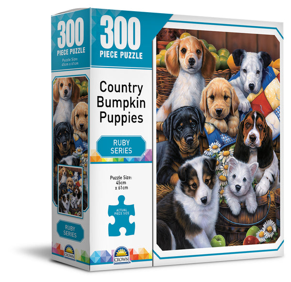 Crown - Ruby Series - Country Bumpkin Puppies Jigsaw Puzzle (300 pieces)