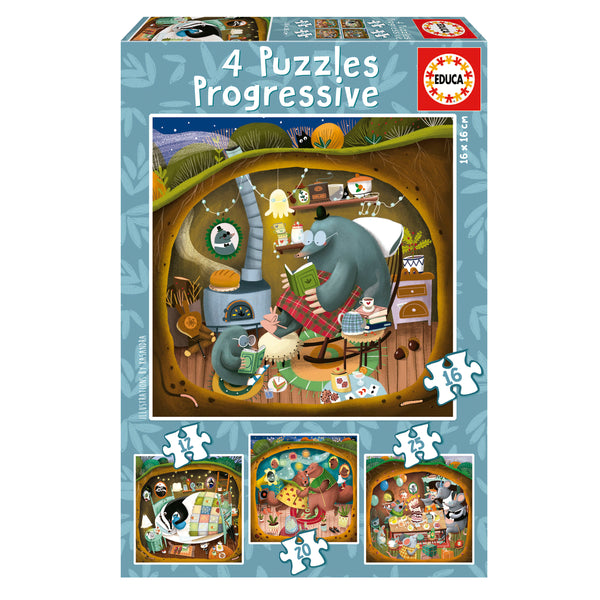 Educa - 4 Progressive Puzzles: Forest Tales 12+16+20+25pc Jigsaw Puzzle (73 Pieces)