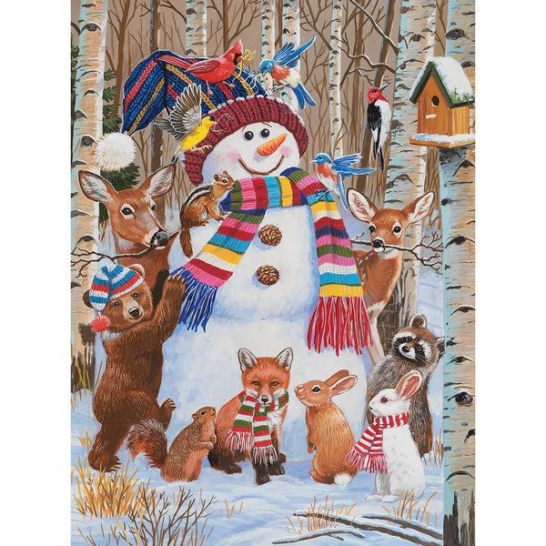 Bits and Pieces - William Vanderdasson - Forest Animals Decorating A Snowman Jigsaw Puzzle (1000 Pieces)