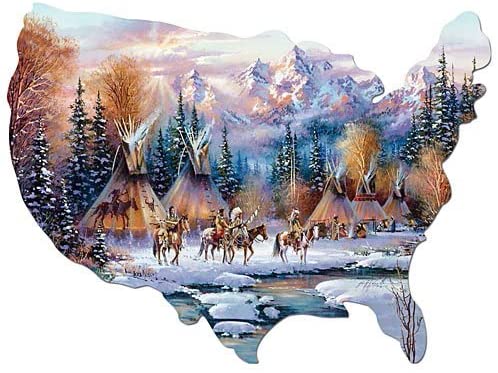 Bits and Pieces - 750 Piece Shaped Puzzle - Home of The Brave Native American - by Artist Kirk Randle - 750 pc Jigsaw