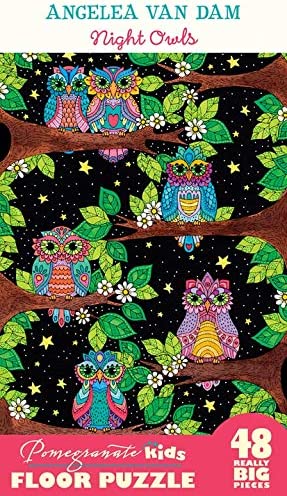 Pomegranate - Night Owls Floor Puzzle by Angelea Van Dam Jigsaw Puzzle (48 Pieces)