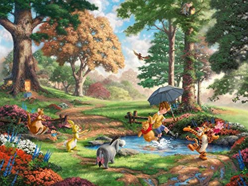Ceaco Thomas Kinkade 4-in-1 Multi Pack Disney Puzzles (500 Piece) - Aladdin, Beauty & The Beast, Little Mermade, Winnie the Pooh