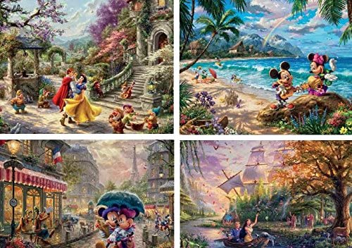 Ceaco Thomas Kinkade The Disney Collection 4 in 1 Multipack Puzzles (500 Piece Each)