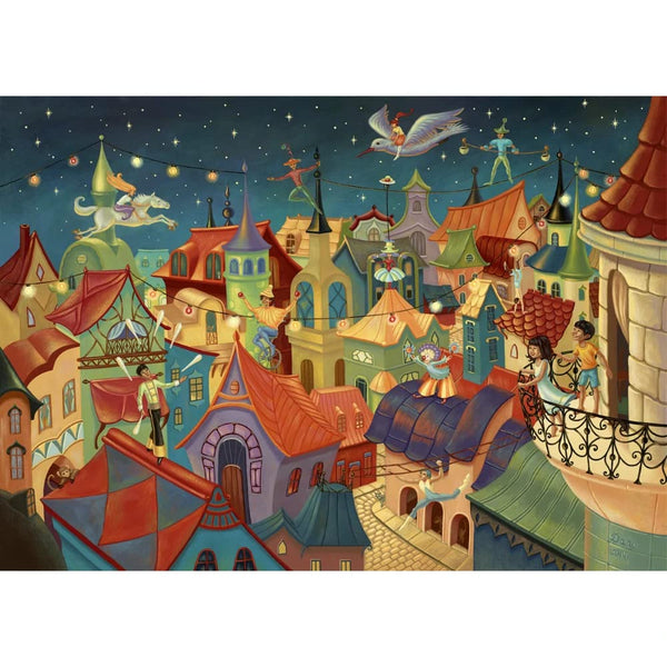 Pomegranate - Circus Above The City Floor Puzzle by Dany Paragouteva Jigsaw Puzzle (48 Pieces)