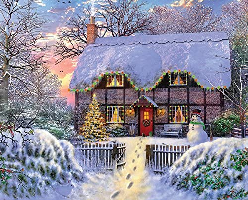 Springbok Puzzles - Yuletide Cottage - 1000 Piece Jigsaw Puzzle - Large 24 Inches by 30 Inches Puzzle - Made in USA - Unique Cut Interlocking Pieces