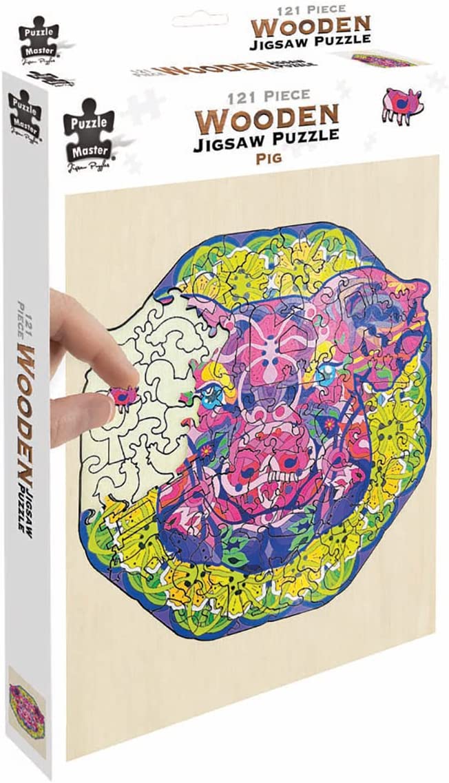 Puzzle Master - Pig Wooden Jigsaw Puzzle (121 Pieces) | I Love Puzzles