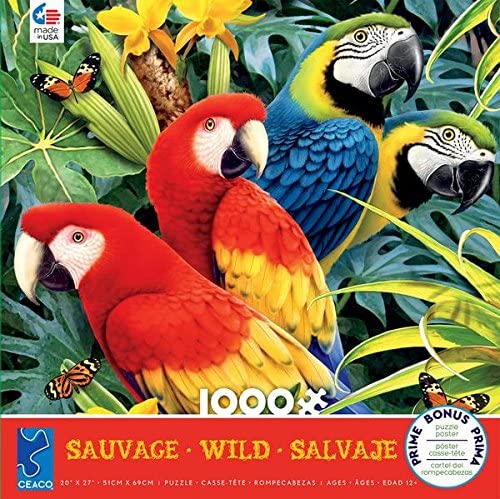 Ceaco Wild - Majestic Macaws 1000 Piece Puzzle Beautiful Colourful