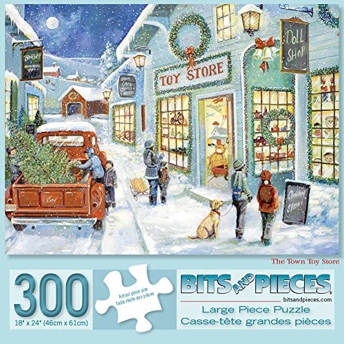 Bits and Pieces - 300 Piece Jigsaw Puzzle - The Town Toy Store - Christmas Tree Holiday Winter Jigsaw by Artist Ruane Manning