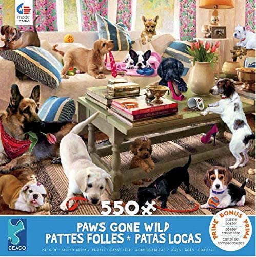 Ceaco Paws Gone Wild Livingroom Rompers Puzzle - 550 Piece