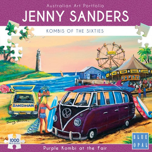 Blue Opal - Purple Kombi At The Fair 1000 pieces Jigsaw Puzzle by Jenny Sanders