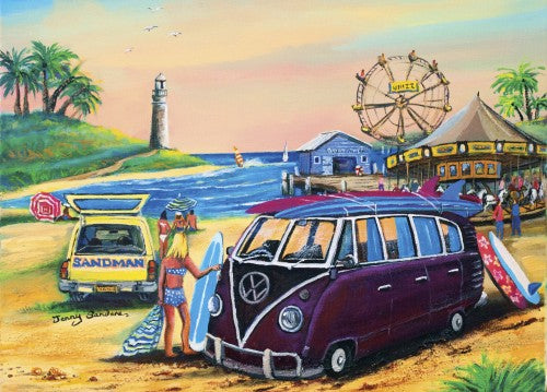 Blue Opal - Purple Kombi At The Fair 1000 pieces Jigsaw Puzzle by Jenny Sanders