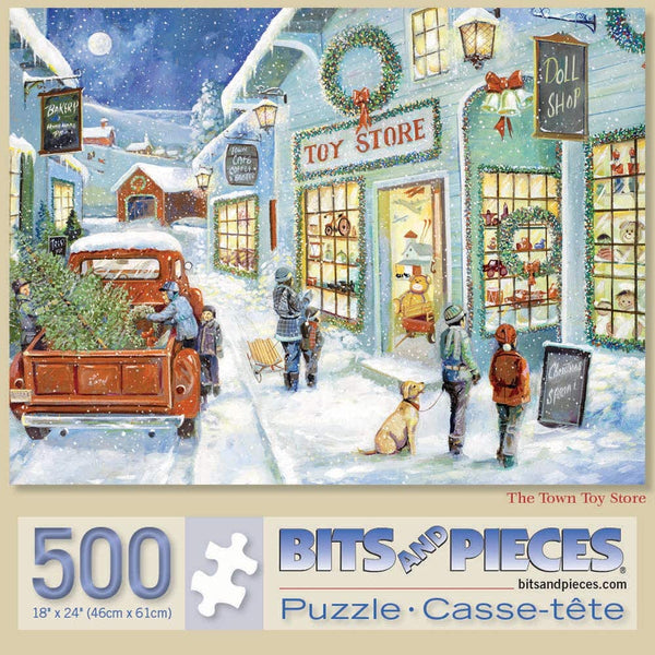 Bits and Pieces - 500 Piece Jigsaw Puzzle 18" x 24" - The Town Toy Store by Artist Ruane Manning