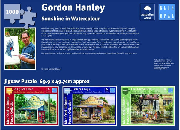 Blue Opal - A Quick Chat by Gordon Hanley Jigsaw Puzzle (1000 Pieces)