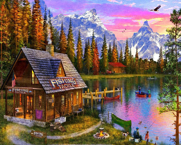 Vermont Christmas Company - The Fishing Hut Jigsaw Puzzle 1000 Piece 30" x 24"