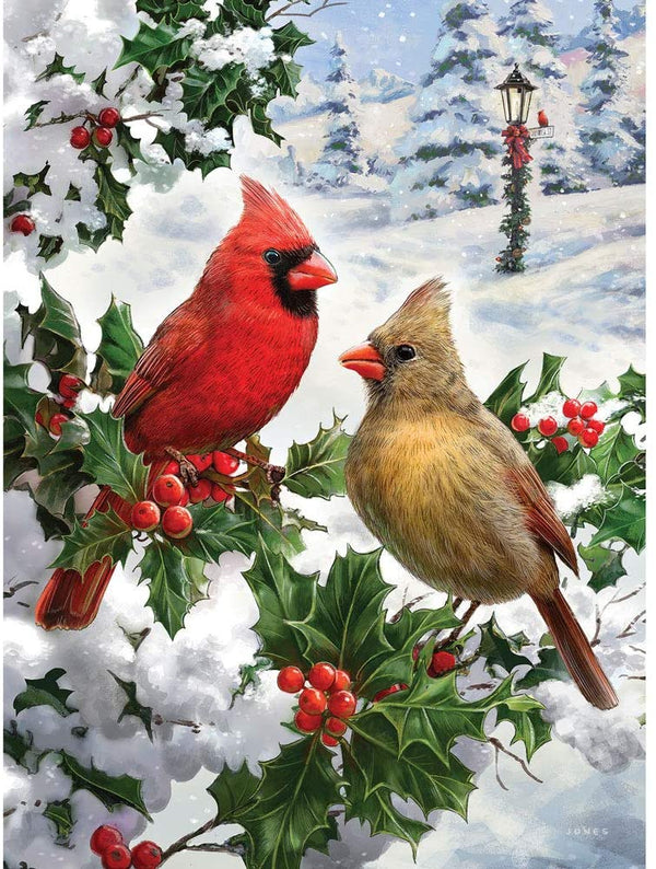 Bits and Pieces - Cardinal Couple Glitter 300 Piece Jigsaw Puzzles for Adults - Each Puzzle Measures 18" X 24" - 300 pc Jigsaws by Artist Larry Jones