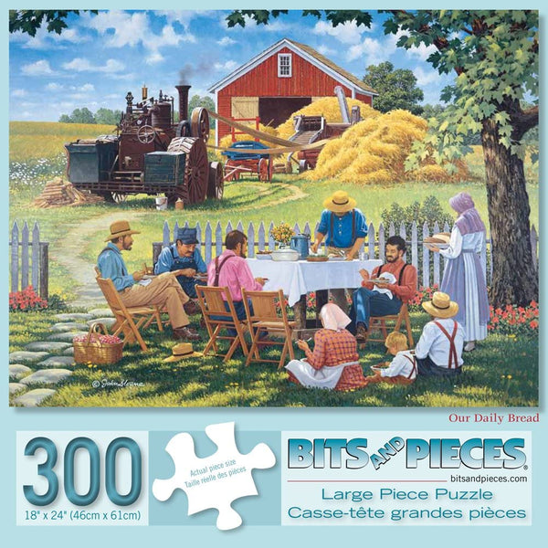 Bits and Pieces - 300 Piece Jigsaw Puzzles - Classic American Country Scenes - Our Daily Bread by Artist John Sloane