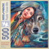 Bits and Pieces - Dream of The Wolf Maiden 500 Piece Jigsaw Puzzle - Native American Wolf by Artist Gloria West