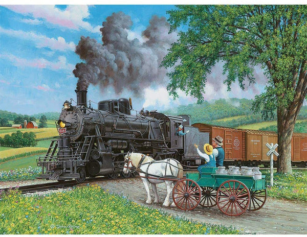 Bits and Pieces - Horse Crossing 300 Piece Jigsaw Puzzles - 18" x 24" by Artist John Sloane