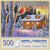 Bits and Pieces - 500 Piece Jigsaw Puzzle - Rustic Retreat - Snowy Winter Scene by Artist William Vanderdasson