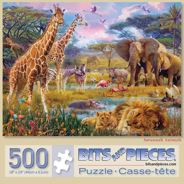 Bits and Pieces - Savannah Animals 500 Piece Jigsaw Puzzles - 18" X 24" by Artist Jan Patrik