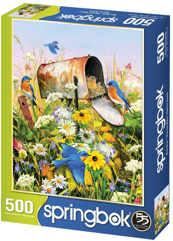 Springbok Puzzles - Blue Birds- 500 Piece Jigsaw Puzzle - Large 23.5