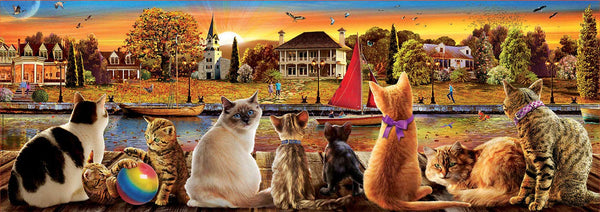 Educa - Cats On The Quay Panorama by Adrian Chesterman Jigsaw Puzzle (1000 Pieces)