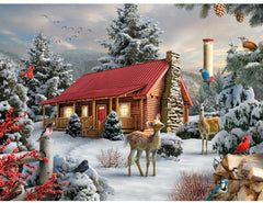 Bits and Pieces - 300 Large Piece Puzzle - New Friends - Snowy Winter Scene by Artist Alan Giana