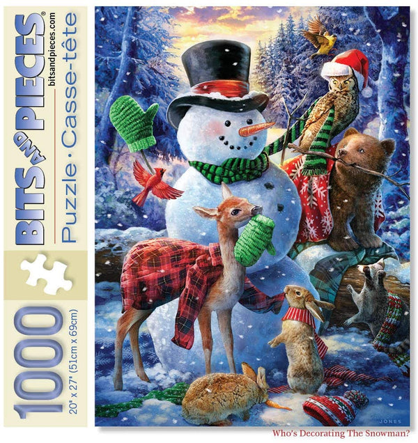 Bits and Pieces - Who's Decorating The Snowman by Larry Jones Jigsaw Puzzle (1000 Pieces)