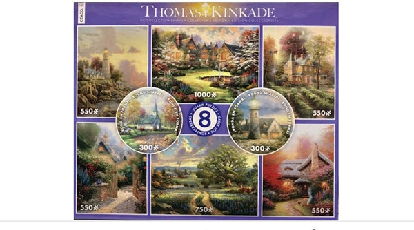 Ceaco 3721-2 Thomas Kinkade 8-in-1 Multipack Puzzles - (2) 300Piece, (4) 550Piece, (1) 750Piece, &amp; (1) 1000Piece