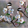 Bits and Pieces - 300 Large Piece Puzzle - Cherry Blossom Chickadees - Spring Birds by Artist Russell Cobane