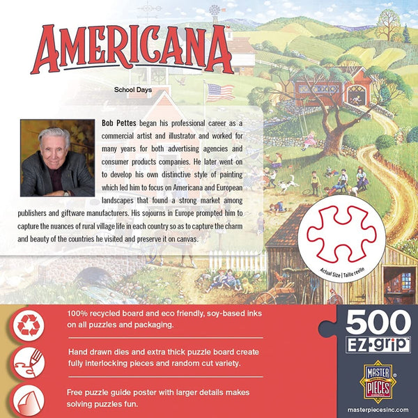 Masterpieces - Americana by Bob Pettis School Days Ez Grip Jigsaw Puzzle (500 Pieces)