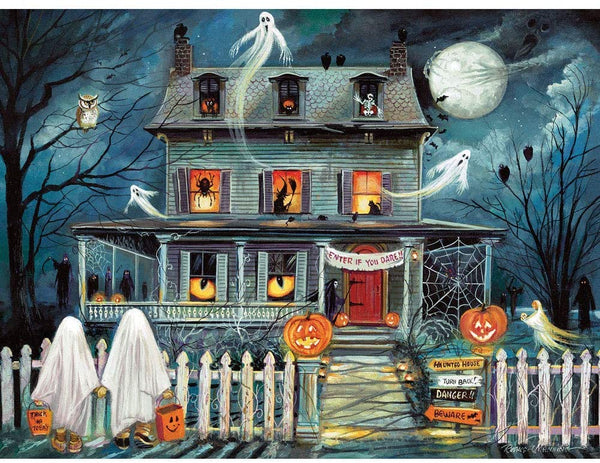 Bits and Pieces - 1000 Piece Jigsaw Puzzle 20" x 27" - Enter If You Dare - Haunted House Halloween Trick or Treat by Artist Ruane Manning
