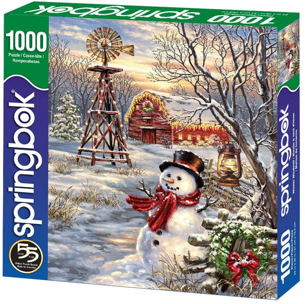 Springbok Puzzles - Winter Windmill - 1000 Piece Jigsaw Puzzle - Large 30