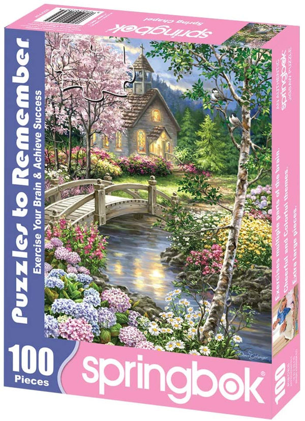 Springbok Puzzles - Spring Chapel - 100 Piece Alzheimer and Dementia Jigsaw Puzzle - Large 23.5