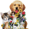 Bits and Pieces - 750 Piece Shaped Jigsaw Puzzle - Best Friends - Dogs and Cats by Artist Jack Williams