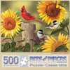 Bits and Pieces - 500 Piece Jigsaw Puzzle 46cm x 60cm - Sunflower and Songbirds - Cardinal by Artist William Vanderdasson