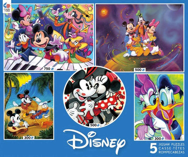 Ceaco Disney 5 in 1 Mickey Mouse & Friends Multipack Puzzles - (2) 300, (2) 500, (1) 750 Pieces