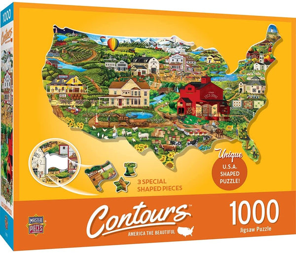 Masterpieces - Contours Shaped - United States Shape Jigsaw Puzzle (1000 Pieces)