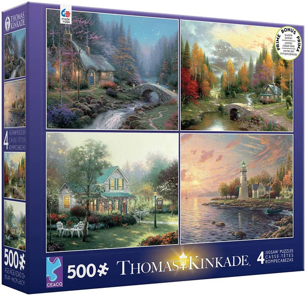 Ceaco - 4-in-1 Multi-Pack (4 x 500pc) Classic Collection by Thomas Kinkade Jigsaw Puzzle (2000 Pieces)