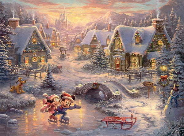 Ceaco - Mickey and Minnie Sweetheart Holiday by Thomas Kinkade Jigsaw Puzzle (1000 Pieces)