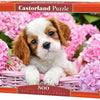 Castorland - Pup In Pink Flowers Jigsaw Puzzle (500 Pieces)