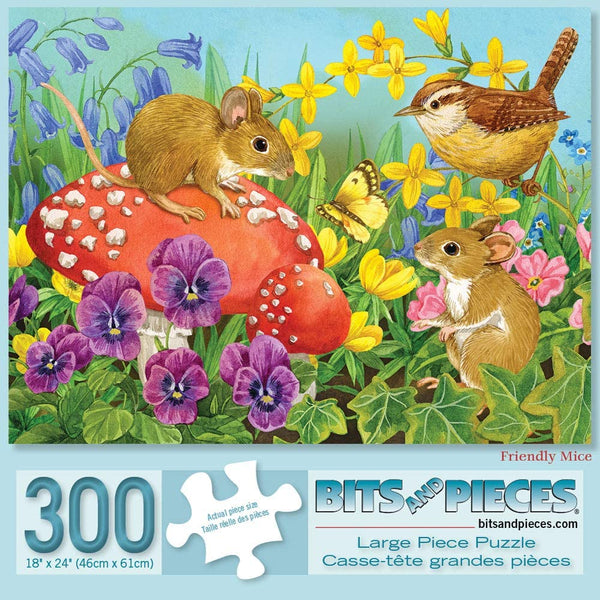 Bits and Pieces - Friendly Mice by Jane Maday Jigsaw Puzzle (300 Pieces)