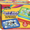 Sort 'N' Stack Puzzle Sorter 6 Durable Colorful Plastic Sorters for Jigsaw Puzzles! Sort by Color, Size or Shape!