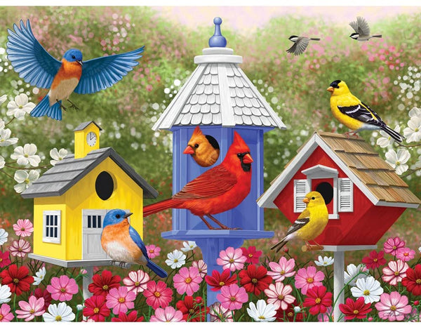 Bits and Pieces - 300 Large Piece Jigsaw Puzzle - Primary Colors - Birds and Flowers by Artist Crista Forest